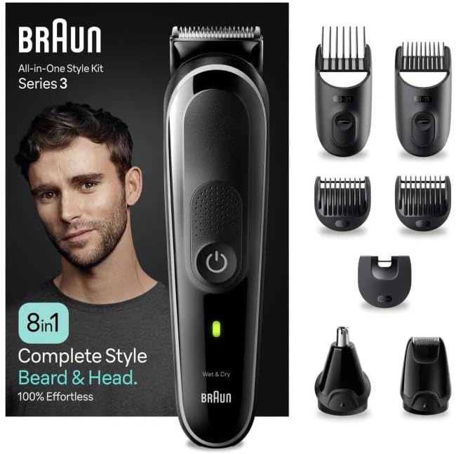 Braun All-In-One Style Kit Series 3 3410, 6-in-1 Kit for Beard, Hair & More - MGK 3440