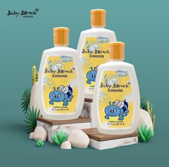 Baby Bench Colonia COTTON CANDY COLOGNE | Perfume for Babies, Gentle & Safe, Mild Fragrance | Long-lasting Moisture & Delicate Fragrance | Safe for Mother's Hands & Baby's Skin 200 ml - (Pack of 3).
