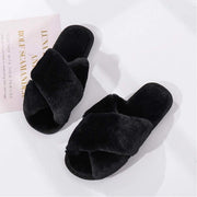 QETUOA Winter Women'S House Slippers Faux Fur Fashion Warm Shoes Woman Slippers Comfortable Home Furry Slippers- Beige