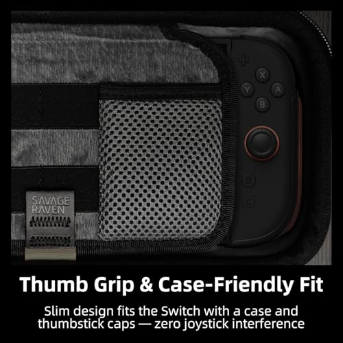 Savage Raven by Skull & Co. Every Day Slim Carrying Case for Nintendo Switch 2: Portable Hard Shell Protective Travel Case, Gaming Case, Console Protection Case, Accessories, Storage, Black