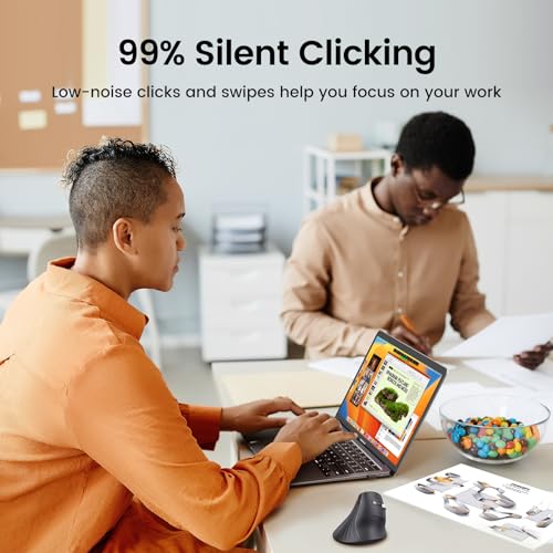UGREEN Ergonomic Mouse, Vertical Wireless Mouse, 2.4GHz Optical Bluetooth Mice, 4 Adjustable DPI 1000/1600/2000/4000 Levels, 5 Buttons Mice for Laptop, PC, Chromebook, Desktop, Notebook etc, Black