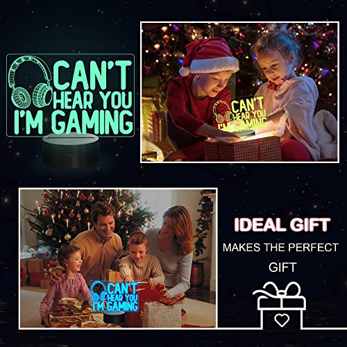 NALACAL Can't Hear You I'm Gaming Night Light, Headset Graphic Video Games Gamer Gift Funny 3D Illusion Lamp 16 Colors Changing Touch & Remote Control for Men Gamers Teenagers and Kids