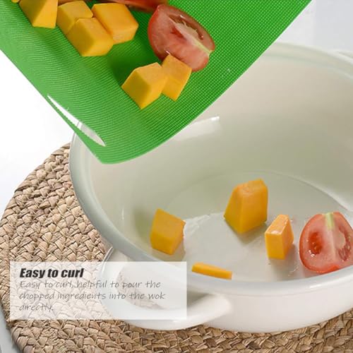 4Pcs Chopping Boards Cutting Board Multipurpose Colored Mats Anti-Skid Chopping Board Set Easy Hanging Boards with Colored Food Icons, Multipurpose, Dishwasher Safe Material (4 Colors)