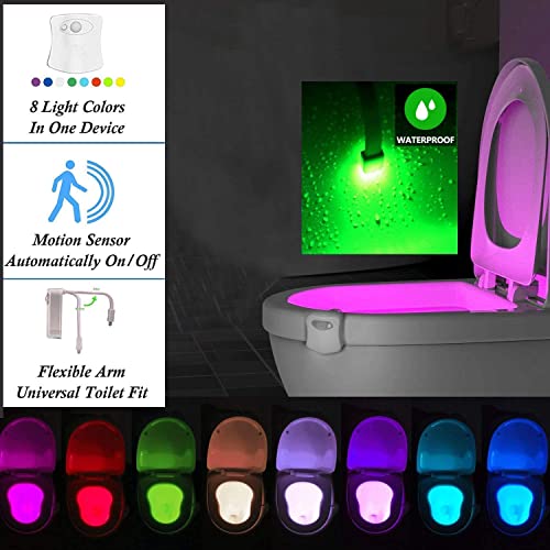 ELECDON The Original Toilet Night Light Gadget, Fun Bathroom Lighting Add on Toilet Bowl Seat, Motion Sensor Activated LED 9 Color Modes - Weird Novelty Funny Birthday Gag Gifts