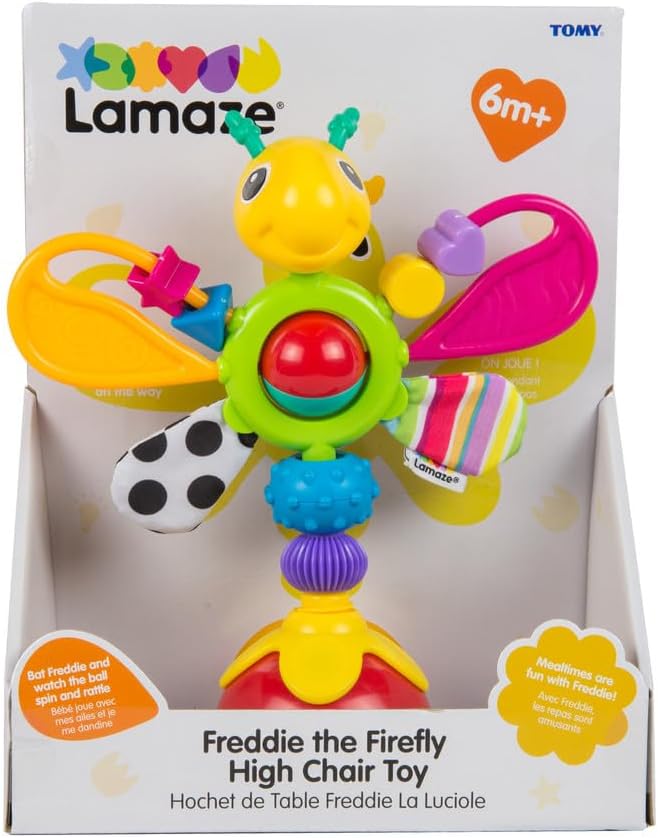 Lamaze Freddie the Firefly Highchair Toy Spinning Suction Activity Toy with Teether & Rattle Sensory Fun 0+ Months - Freddie the Firefly - High Chair Toy Single