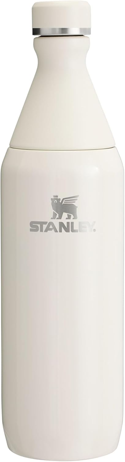 1913 The All Day Slim Sports Water Bottle 0.6L - Cold For 6 Hours - Iced For 11 Hours - BPA-Free Recycled Stainless Steel Coffee Flask - Leakproof - Dishwasher Safe - Cream - Cream