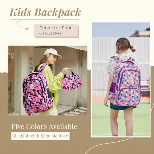 Geometric Print Girls Boys Backpacks for Kids Primary School Bags