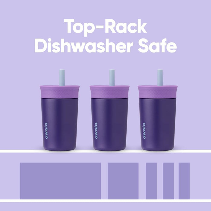 Owala Kids Insulation Stainless Steel Tumbler with Spill Resistant Flexible Straw, Easy to Clean, Kids Water Bottle, Great for Travel, Dishwasher Safe, 12 Oz, Tan and Blue (Seas the Day)
