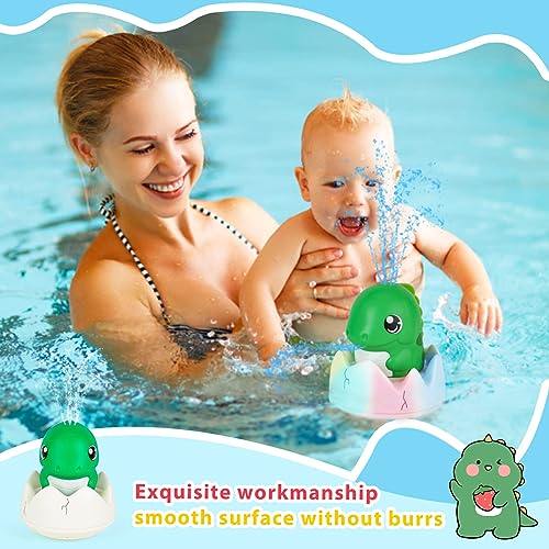 TERRIFI Baby Bath Toys, Light Up Squirt Dinosaur Bath Toys for Kids, Rechargeable Water Spray Bathly Sprinkler Automatic Floating Fountain Bath Toy Pool Bathroom Toy for Baby