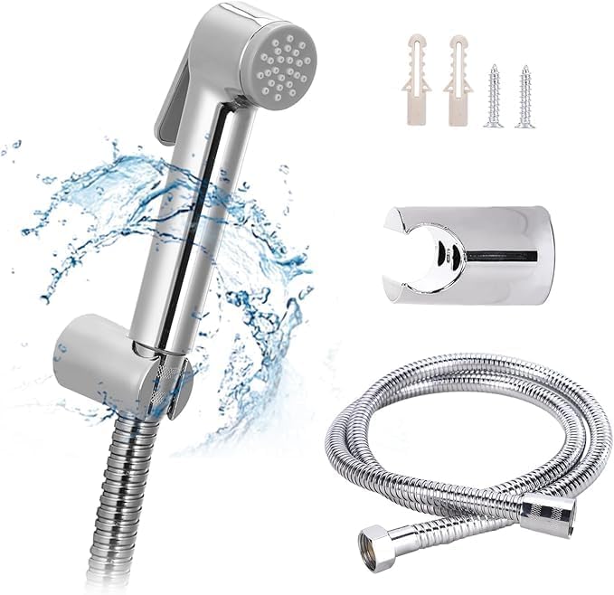 Shower Shattaf Set Handheld, Bidet Sprayer,1.2M Stainless Steel Chrome Hose pipe with Wall Hanger, Wall Mounted for bathrooms looking great, Hayshin (Copper)