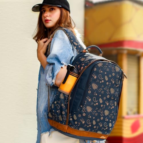 Gear Triumph Summer Print 26L Medium Water Resistant School Bag/College Bag/Daypack/Casual Backack for Girls/Boys/Men/Women (Blue-Beige)