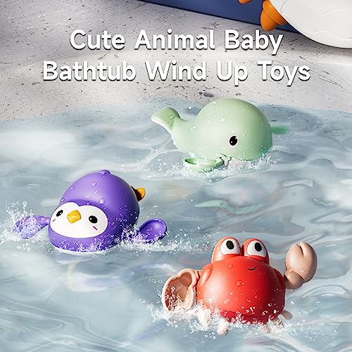 TUMAMA Baby Bath Toy,Musical Bath Bubble Maker Machine,3 Wind-Up Bathtub Toys,Crab Shower Water Toy for Toddlers Kids Boys Grils,4 Pieces