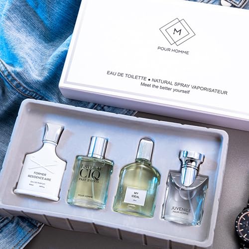 Perfume Gift Set for Men, 4 Pcs Perfume Set Gift For Him 4x25 ML Long Lasting Fresh Fragrance Perfume Set For Men Birthday Gift To Boyfriend, Luxury Parfums For Man Gift Set Box, Eau De Parfum For Men