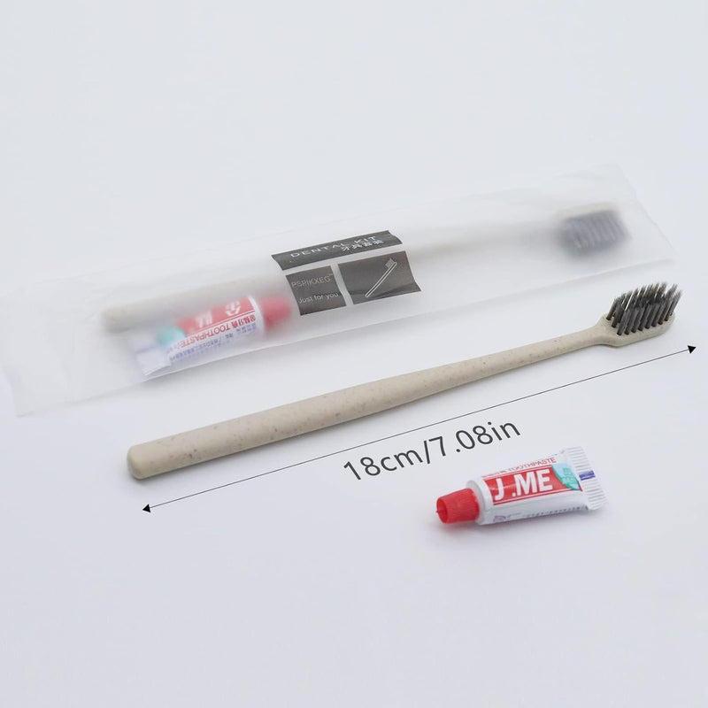 SYOSI 30 Count Disposable Toothbrushes with Mini Toothpaste Individually Wrapped, Travel Size Toothbrush Set Kit, On The Go Disposable Toothbrush for Travel, Hotel, Guest Bathroom Essentials