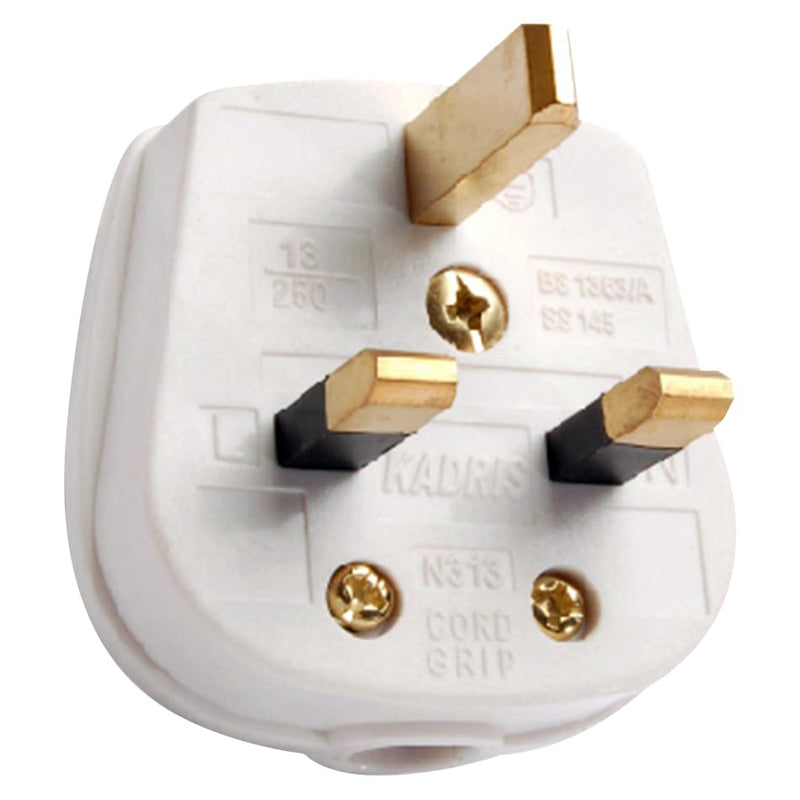 Kadris 13A 3 Pin UK Fused Plug, White