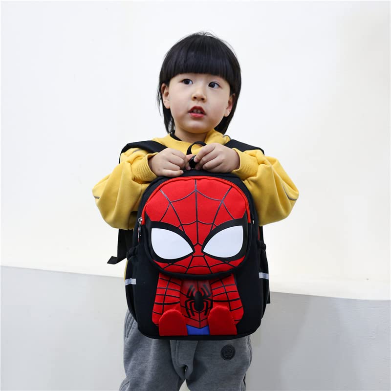 Toddler 3D Comic Spider Schoolbag - Black, Waterproof, Lightweight for 3-6 Years Old Elementary Students
