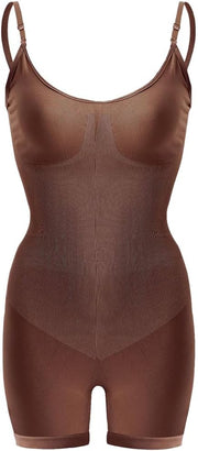 Body Shaper for Women Full Body Shaper, Thigh Slimmer, Hip Up, Waist Compression, Shoulder Adjustable Straps - Coffee