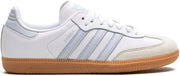 Adidas Samba OG Womens Sneaker, Silver Metallic Cracked Leather, 6.5 - White Halo Blue Gum