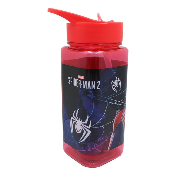 Spider-Man 2 Square Water Bottle with Straw, 500 ml Capacity