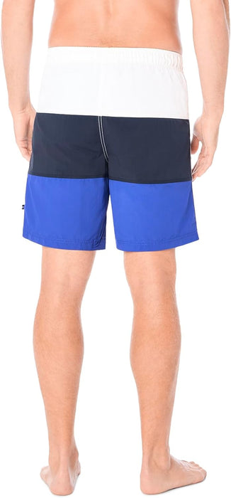 Nautica mens Quick Dry Classic Logo Tri-block Series Swim Trunk Swim Trunks