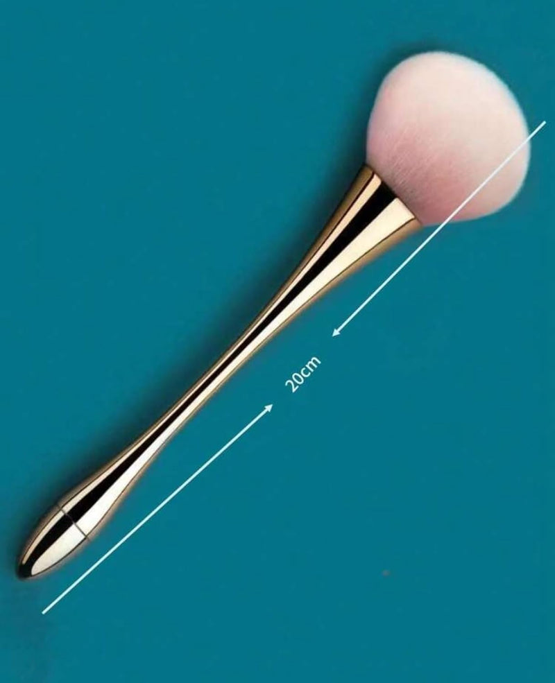 Makeup Brush with Pink Soft Bristles, Gold Metal Handle Foundation Brush