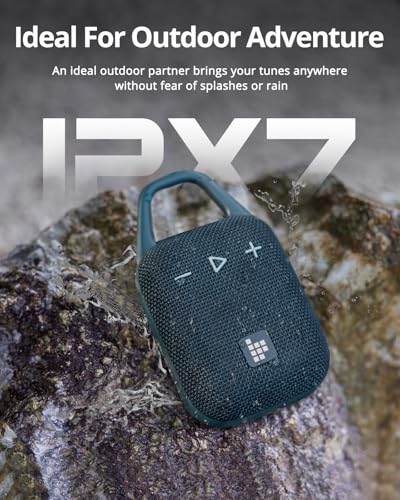Tronsmart Mirtune H1 Portable Outdoor Speaker, 18H Playtime, Loud Sound and Punchy Bass, Integrated Carabiner, IPX7 Waterproof, Customize EQ, Bluetooth 5.3 Speaker for Travel, Hiking, Camping(Blue)