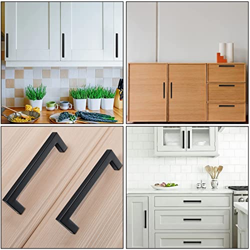 ELECDON 3Pack Black Square Cabinet Pull, ELECDON 5In Drawer Handle Stainless Steel Modern Hardware for Kitchen and Bathroom Cupboard Dresser Pulls
