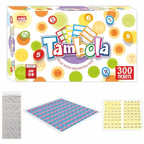 Ankit Toys & Games Classic Tambola Game 300 Tickets 90 Plastic Tokens Multicolor & Cardboard Game| Parties Fast Matching Numbers|Kids & Adults Age 8+ Years