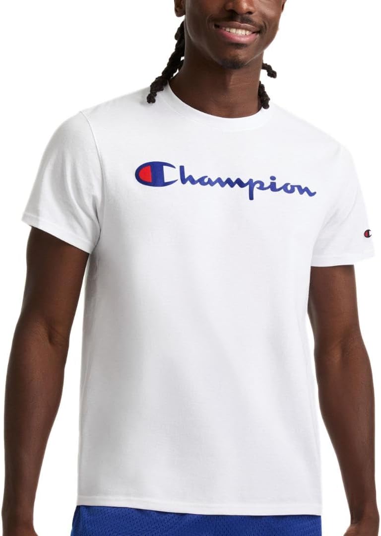 mens Classic Graphic Tee, Big C Logo T-Shirt - White Script
