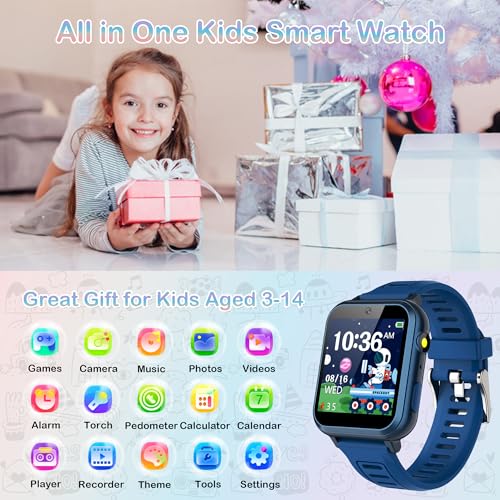 AIWIEP Kids Smart Watch for Boys Girls,Child Smartwatches with 16 Games Music Player Camera Alarm Clock Calculator 12/24 hr Touch Screen for Kids Age 4-12 Birthday Educational Learning Toys