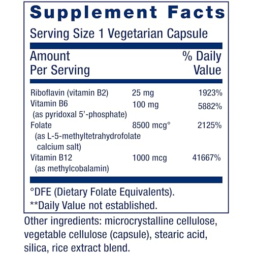 Life Extension Homocysteine Resist - For Heart & Brain, Cognitive Health Support Supplement â€“ Vitamin B2, B6 & B12 + Folate - Once-Daily, Non-GMO, Gluten-Free - 60 Vegetarian Capsules