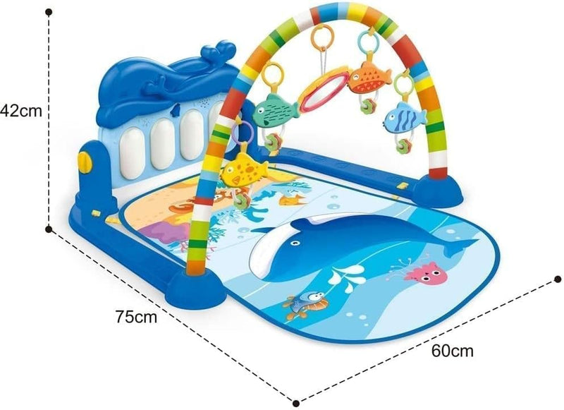 Baybee Piano Play Gym Mat for Babies 0-12 Months - Activity Playgym With 5 Hanging Toys & Rotatable Piano Bedding Set Crawling Mat
