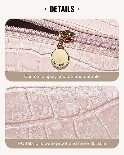 EACHY Travel Makeup Bag,Large Capacity Cosmetic Bags for Women,Waterproof Portable Pouch Open Flat Toiletry Bag Make up Organizer with Divider and Handle