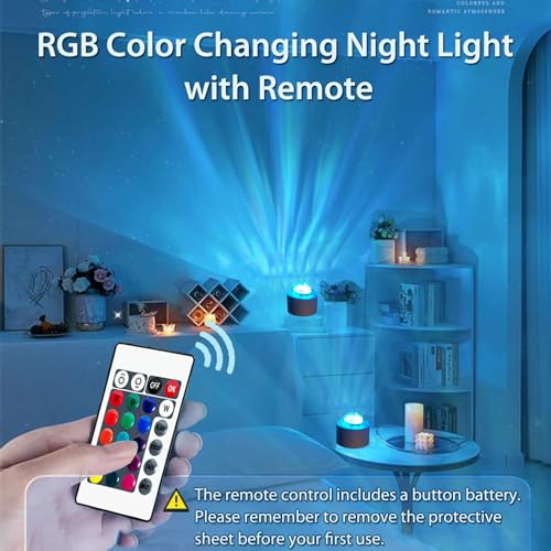 Northern Lights Aurora Projector Light, Aatezel Dynamic Rotating Night Light,16 Color Changing Crystal Table Lamp with Remote,Dimmable Aurora Light Projector Ceiling Lights for Bedroom Wall Decor Gift