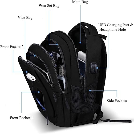 Laptop Backpack for Men, 18Inch Travel Backpacks Students BookBag with Laptop Compartment, Water Resistant Business Work Casual Computer Daypack with USB Charging/Headphone Port