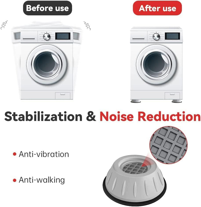 Ubitree Washing Machine Foot Pads, 4pcs Anti Vibration Pads Non Slip Heighten Shock and Noise Cancelling Mat for Washer and Dryer, Rubber Washing Machine Support Stabilizer Appliance Feet Stabilizer