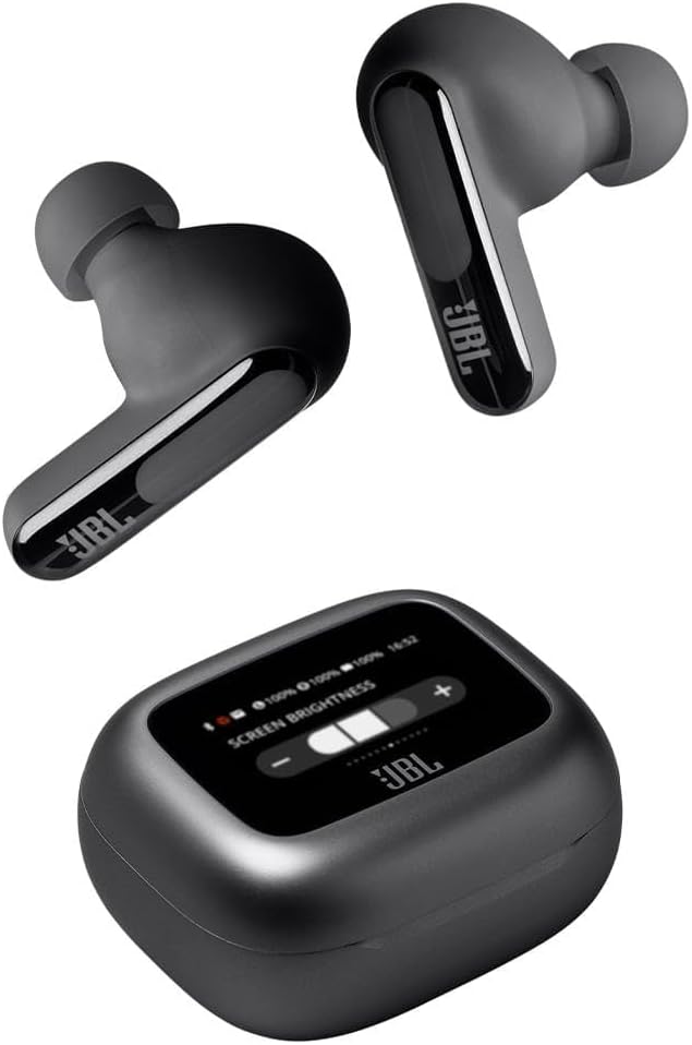 JBL LIVE FLEX 3 True wireless noise-cancelling earbuds with open-stick design and 50 hours total playback plus wireless charging, Blue