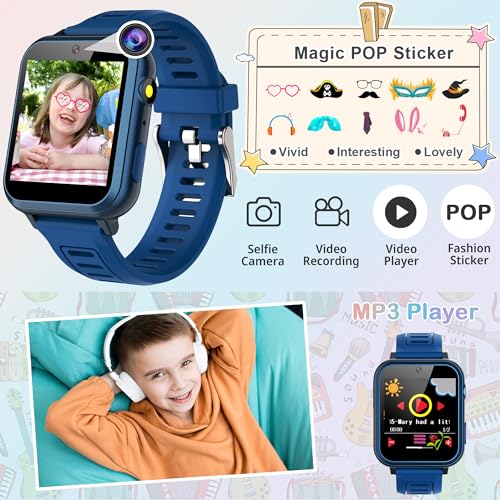 AIWIEP Kids Smart Watch for Boys Girls,Child Smartwatches with 16 Games Music Player Camera Alarm Clock Calculator 12/24 hr Touch Screen for Kids Age 4-12 Birthday Educational Learning Toys