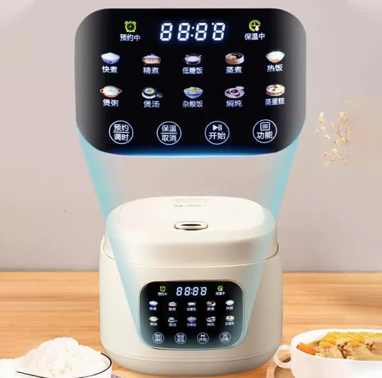 XVersion 3L Low Sugar Rice Cooker with Steamer – Smart Multi Cooker for Rice, Soup, Stew & Cake – Timer, Reservation & Keep Warm - Electric Rice Maker for Home/Kitchen/Family (Cream, 3L)