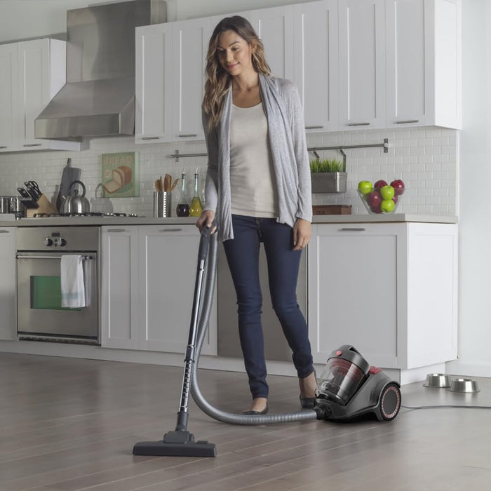 Hoover Power 6 Advanced 3Litre Bagless Canister Vacuum Cleaner 2200W, Cyclonic Technology with HEPA Filter, Grey-Red - CDCY-P6ME