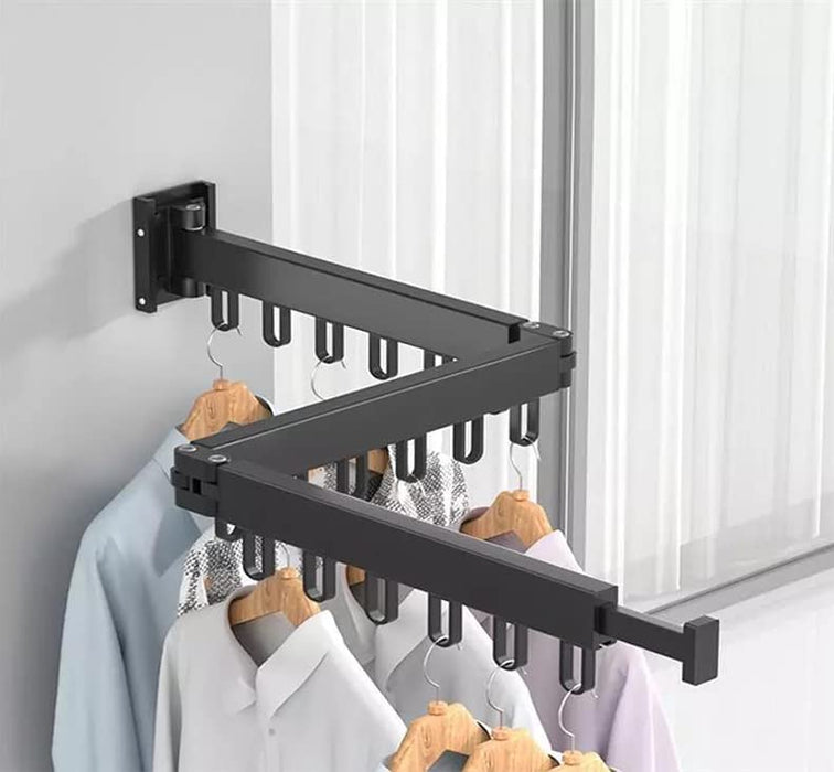 TTEDOYE Folding Clothes Hanger Wall Mount Cloth Drying Rack Retractable Home Laundry Clothesline For Balcony Bedroom Trifold Hole free clothes rack