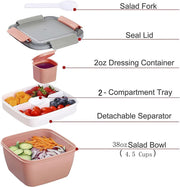 Lunch Box, 1500mL Bento Box with 4 Compartments, Leak Proof, Microwave Safe, Green