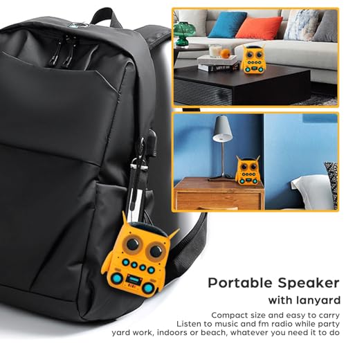Cartoon Mini Bluetooth Speaker, Small Bluetooth 5.0 Speaker IP65 Wireless Bluetooth Mini Speaker Cute Robot Portable Wireless Speaker Miniature Wireless Robot Speaker for Home Camping Beach Outdoor