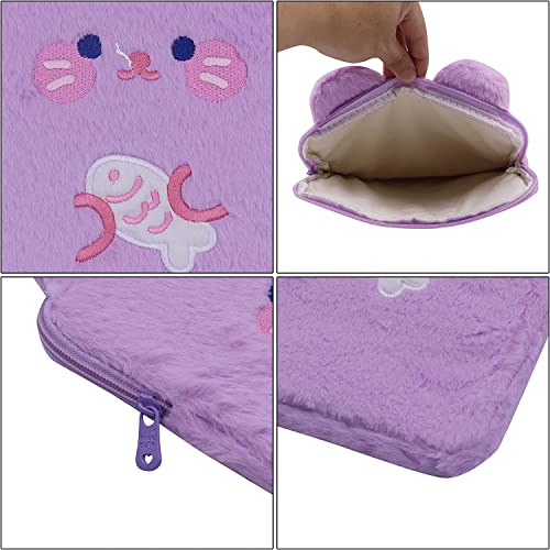LUYAO 9-11 Inch Cute Tablet Sleeve Bag Plush Rabbit iPad Protective Case Tablet Cover Zipper Carrying Storage Bag for Women Girls Computer Accessories