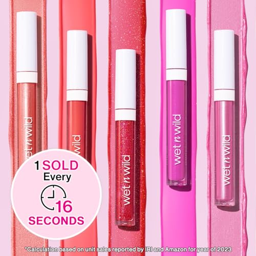 wet n wild MegaSlicks Lip Gloss, Ultra-Glossy, Vitamin-E Enriched, Ultra-Gloss High Shine Moisturizing, Cruelty-Free & Vegan - Red Cherish
