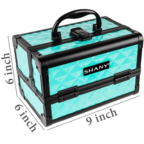 SHANY Mini Makeup Train Case With Mirror - Turquoise