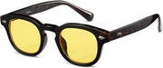 Unisex Vintage Retro Round Style Tinted Sunglasses For Men Women Fashion Circle Sun Glasses 46mm - C19 Tortoise Frame/Yellow Tinted Lens