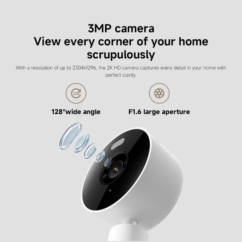 Xiaomi Smart Camera C100, 2K Indoor Security Camera, 360 View, Night Vision, Two-Way Audio, Motion Detection, Works with Alexa
