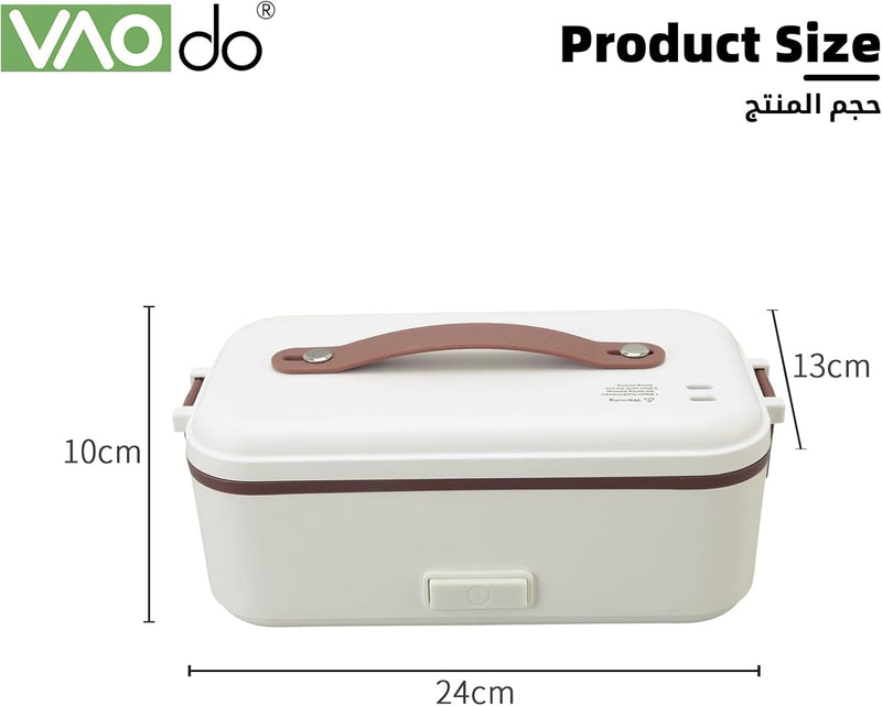 VAODO Electric Lunch Box Food Heater, 3 Layers 2L Portable Electric Heated Insulated Lunch Box, Multifunctional Food Warmer Container, Steam Cooker with Rice Set, with Egg Holder, Black