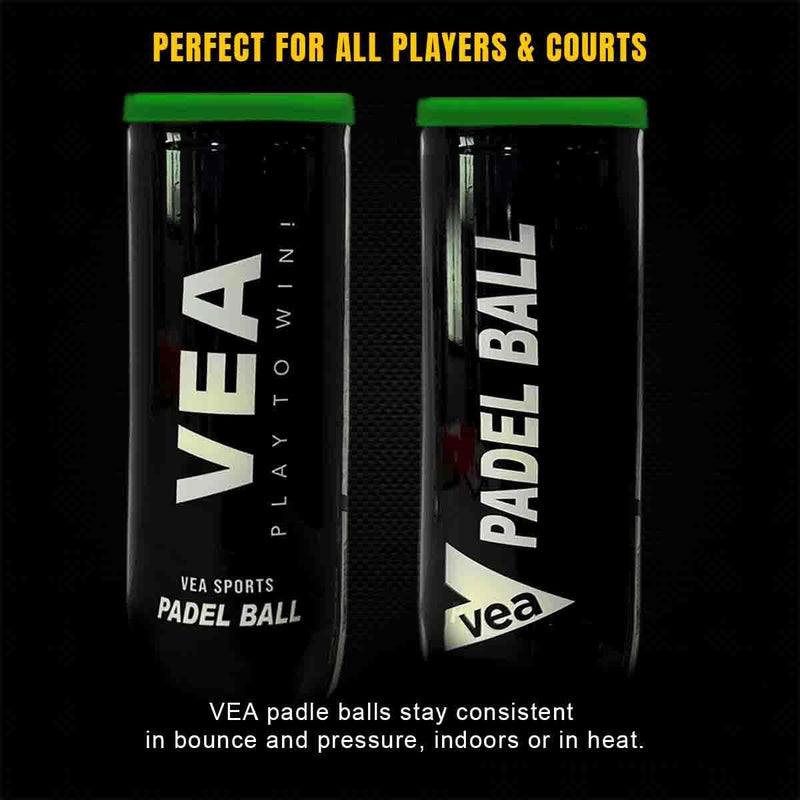 VEA Padel Balls Premium Pressurized Padel Balls for Match & Training Long-Lasting Bounce, Durable Felt 3 Tube - 9 Balls